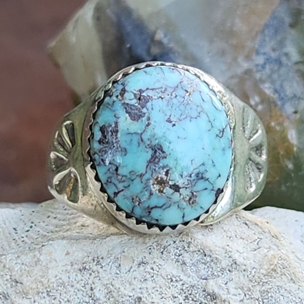 Golden Hills Turquoise Ring Navajo handmade sz  9 sterling silver